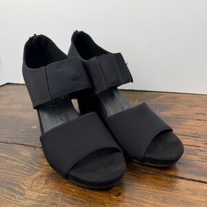 Aerosoles Purdy Shoes Womens Size 10 Black Wedge Sandals Open Toe Comfort Zip